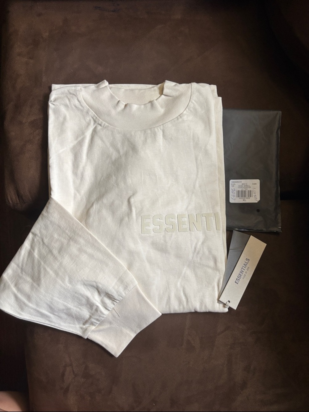 ESSENTIALS Men’s Eggshell Embossed Logo Long Sleeve Tee